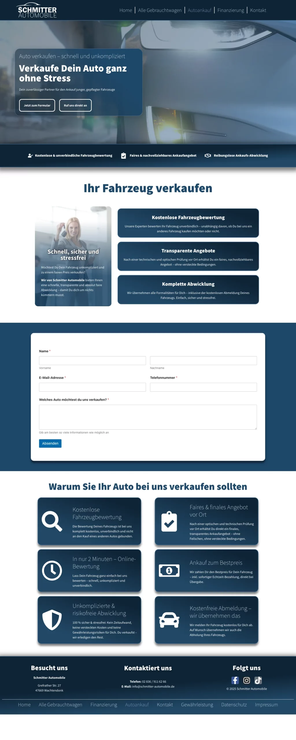 Schmitter Automobile – Screenshot der Fahrzeugankaufseite